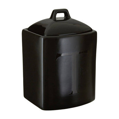 Stoneware Tea Canister | Black Text