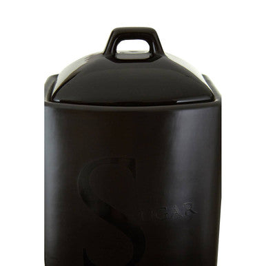 Stoneware Sugar Canister | Black Text