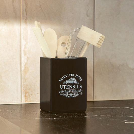 Vintage Home Black Utensil Holder With 6 Utensils