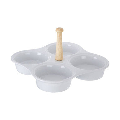 Dela 4 Section White Ceramic Snack Dish