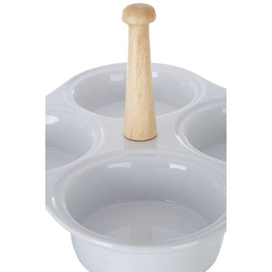 Dela 4 Section White Ceramic Snack Dish