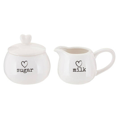 Charm White Ceramic Milk and Sugar Set