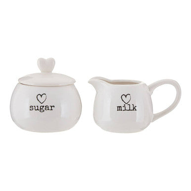 Charm White Ceramic Milk and Sugar Set