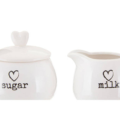Charm White Ceramic Milk and Sugar Set