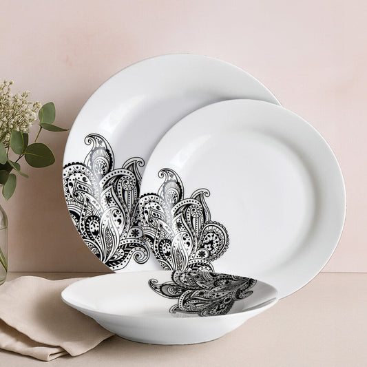 Avie Prince 12 Piece Black Dinner Set