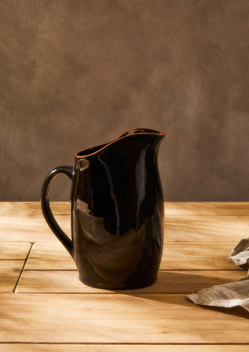 Calisto Terracotta Black Glazed Pitcher
