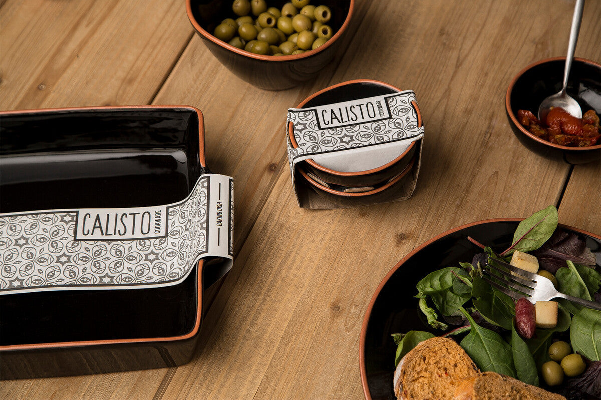 Black Glazed Terracotta Set of 2 Small Bowls | Calisto