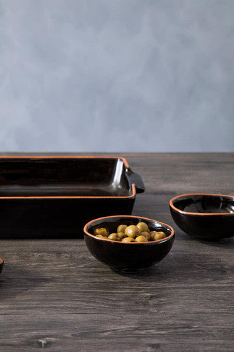 Calisto Terracotta Black Glazed Oven To Table Dish