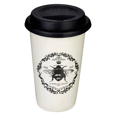Taza Queen Bee Ceramic Reusable Mug with Silicone Lid