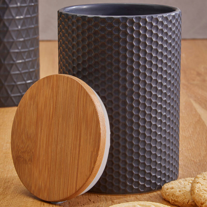 Geome 750ml Black Canister with Bamboo Lid