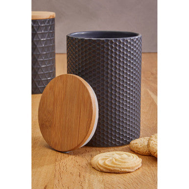 Geome 750ml Black Canister with Bamboo Lid