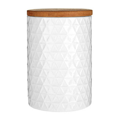Geome 750mlWhite Canister with Bamboo Lid