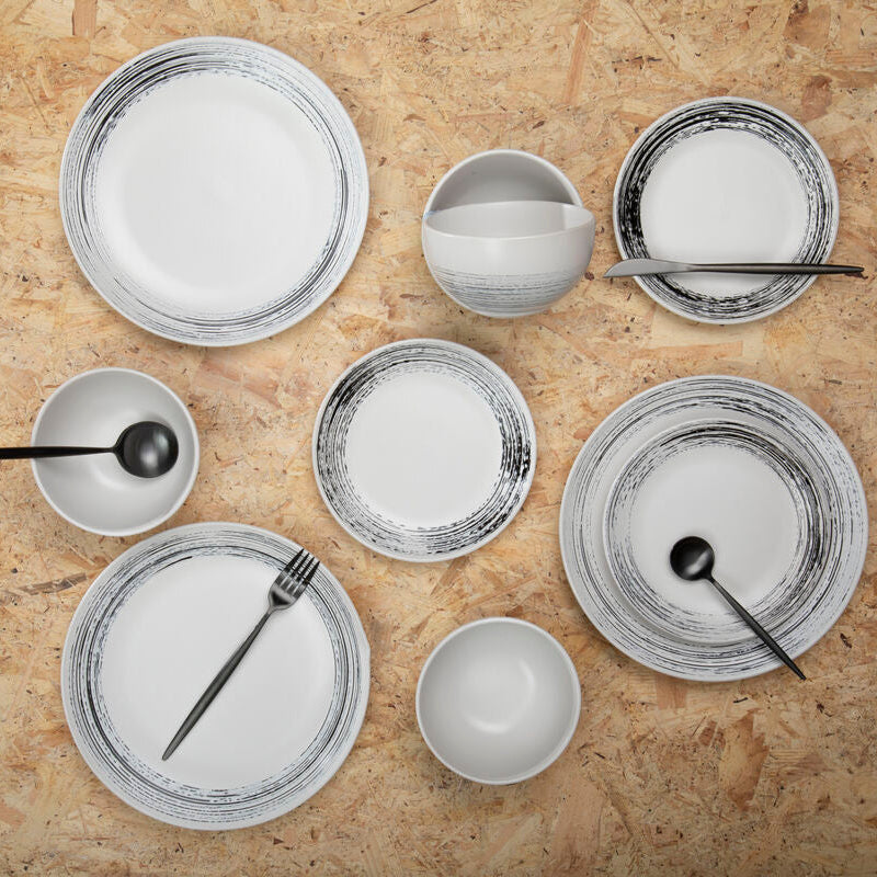 Middag 12 Piece Black And White Dinner Set