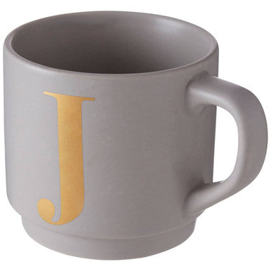 Signet Grey Monogram Mug J