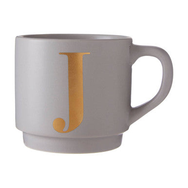 Signet Grey Monogram Mug J