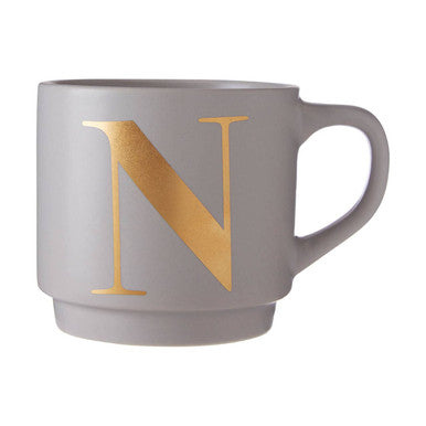 Signet Grey Monogram Mug N