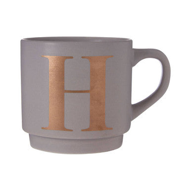 Signet Grey Monogram Mug, H