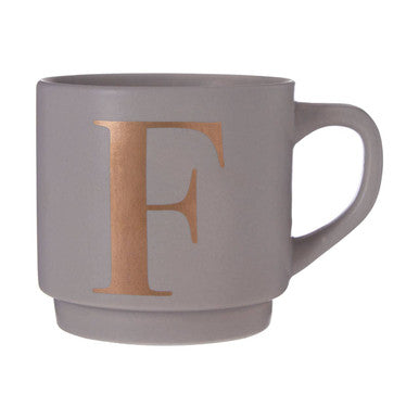 Signet Grey Monogram Mug, F