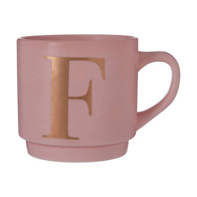 Signet Pink Monogram Mug F