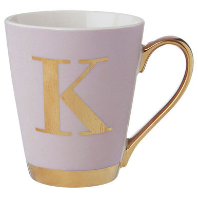 Pastel Pink Frosted Deco K Letter Monogram Mug | Mimo