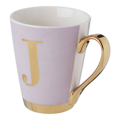 Frosted Deco Lilac Monogram Mug J