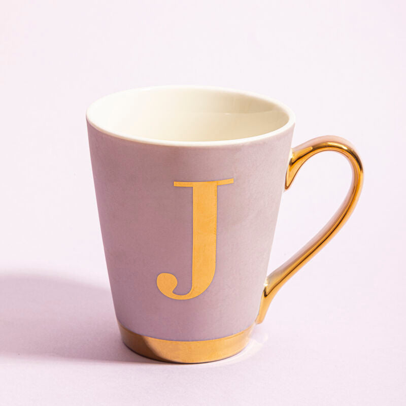 Frosted Deco Lilac Monogram Mug J