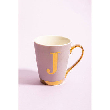 Frosted Deco Lilac Monogram Mug J
