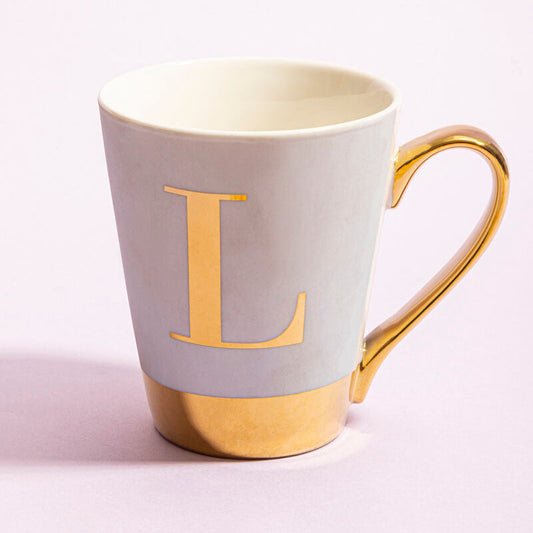 Mimo Green Frosted Deco L Letter Monogram Mug