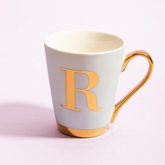 Mimo Green Frosted Deco R Letter Monogram Mug.