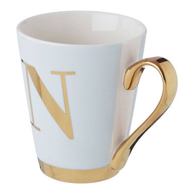 Mimo Green Frosted Deco N Letter Monogram Mug