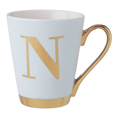 Mimo Green Frosted Deco N Letter Monogram Mug