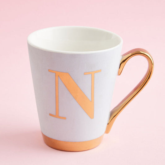 Mimo Green Frosted Deco N Letter Monogram Mug