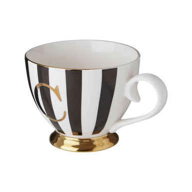 Duchess Black and White Monogram Mug with C