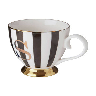 Duchess Black and White Monogram Mug with S
