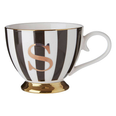 Duchess Black and White Monogram Mug with S