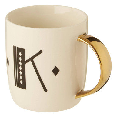 Diamond Deco White Monogram Mug K