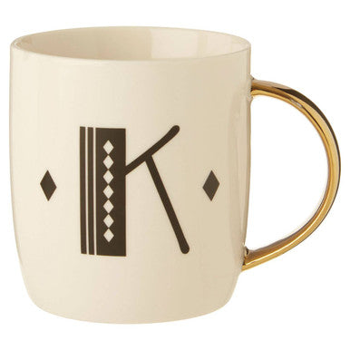 Diamond Deco White Monogram Mug K