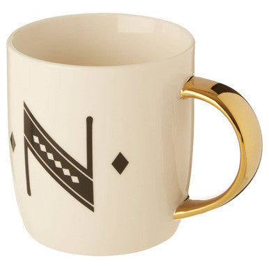 Diamond Deco White Monogram Mug N
