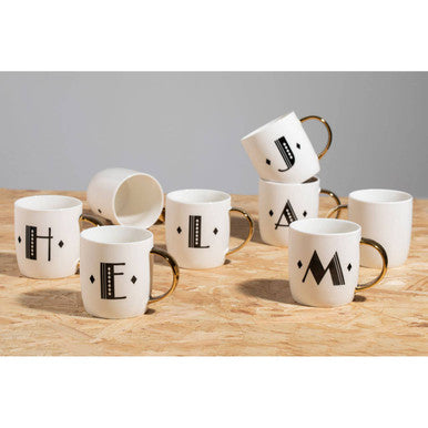 Diamond Deco White Monogram Mug N