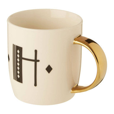 White Monogram Mug H | Diamond Deco
