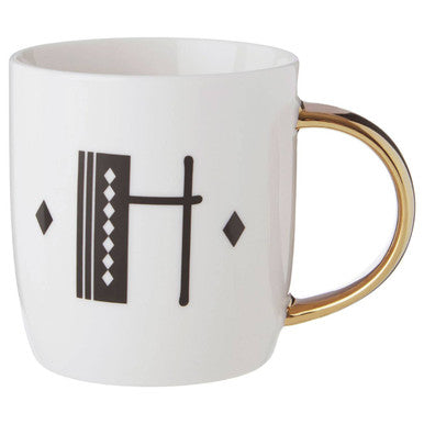 White Monogram Mug H | Diamond Deco
