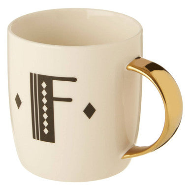 White Monogram Mug F | Diamond Deco