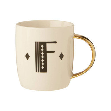 White Monogram Mug F | Diamond Deco