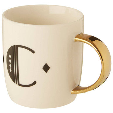 Diamond Deco White Monogram Mug C