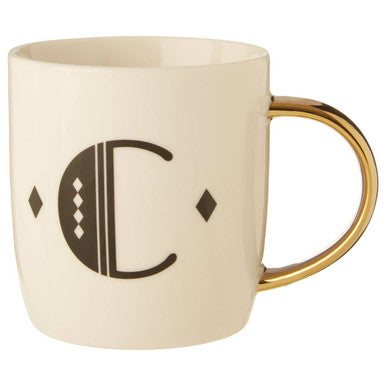 Diamond Deco White Monogram Mug C