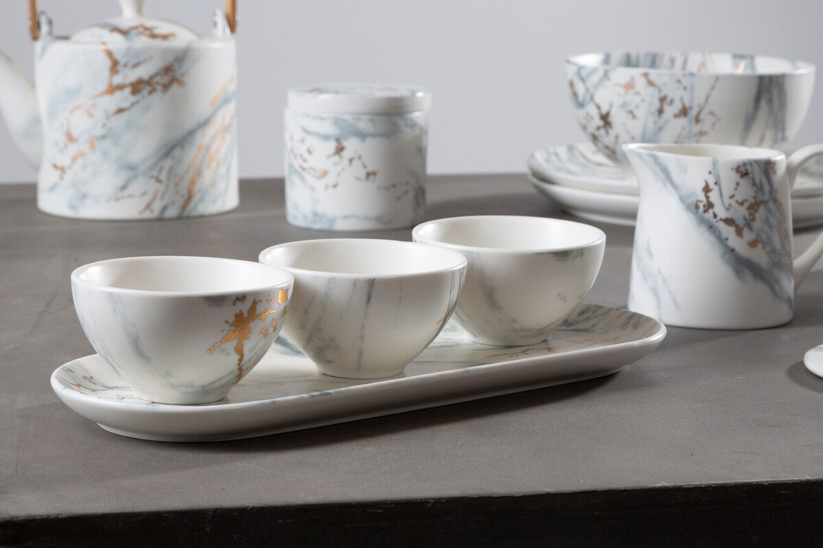 Marble Luxe Dip Bowls With Tray Set