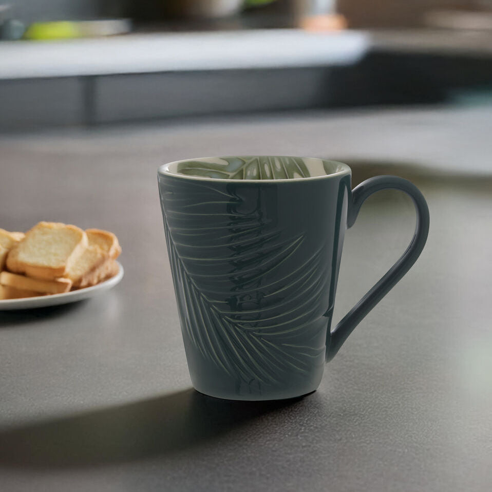 Bali Dark Green Leaf Design Mug