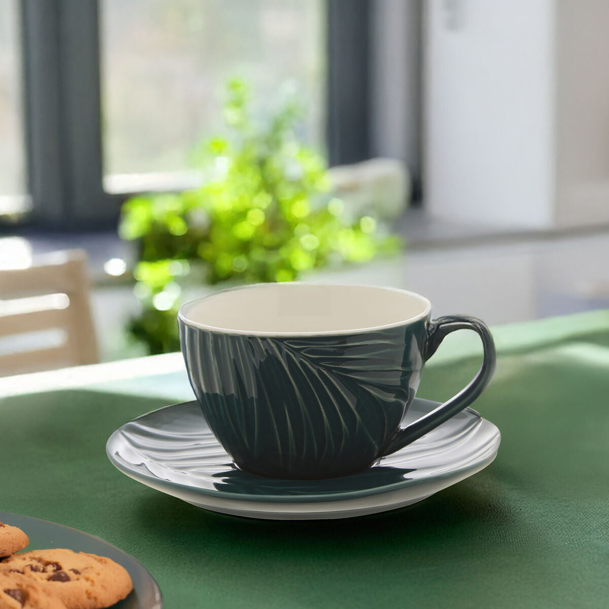 Dark Green Espresso Cup and Saucer | Bali