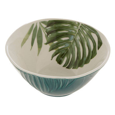Dark Green Small Salad Bowl with Leaf Design | Bali