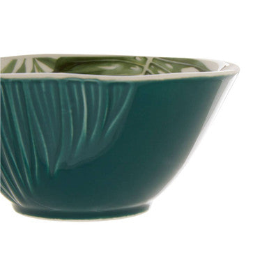 Dark Green Small Salad Bowl with Leaf Design | Bali